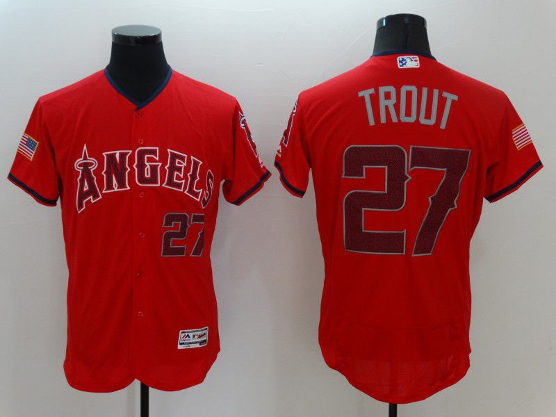 Men Los Angeles Angels #27 Trout Red Elite 2021 MLB Jersey